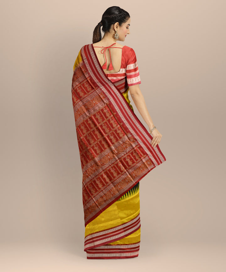 Multicolor dark red silk handloom bomkai saree