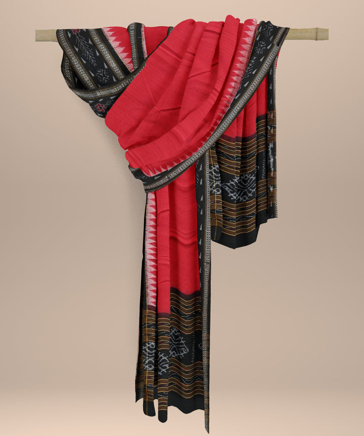 Red black hand loom cotton sambalpuri dupatta