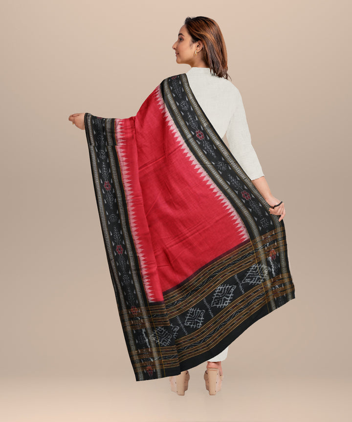 Red black hand loom cotton sambalpuri dupatta