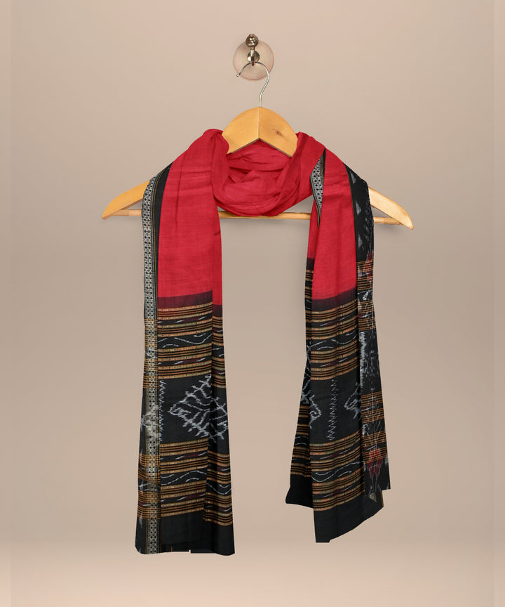 Red black hand loom cotton sambalpuri dupatta