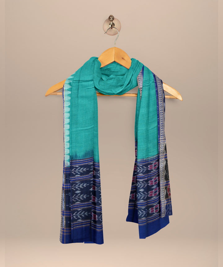 Light green dark blue cotton handloom sambalpuri dupatta