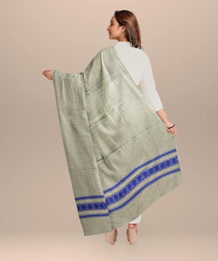 Grey dark blue tussar silk sambalpuri handloom shawl