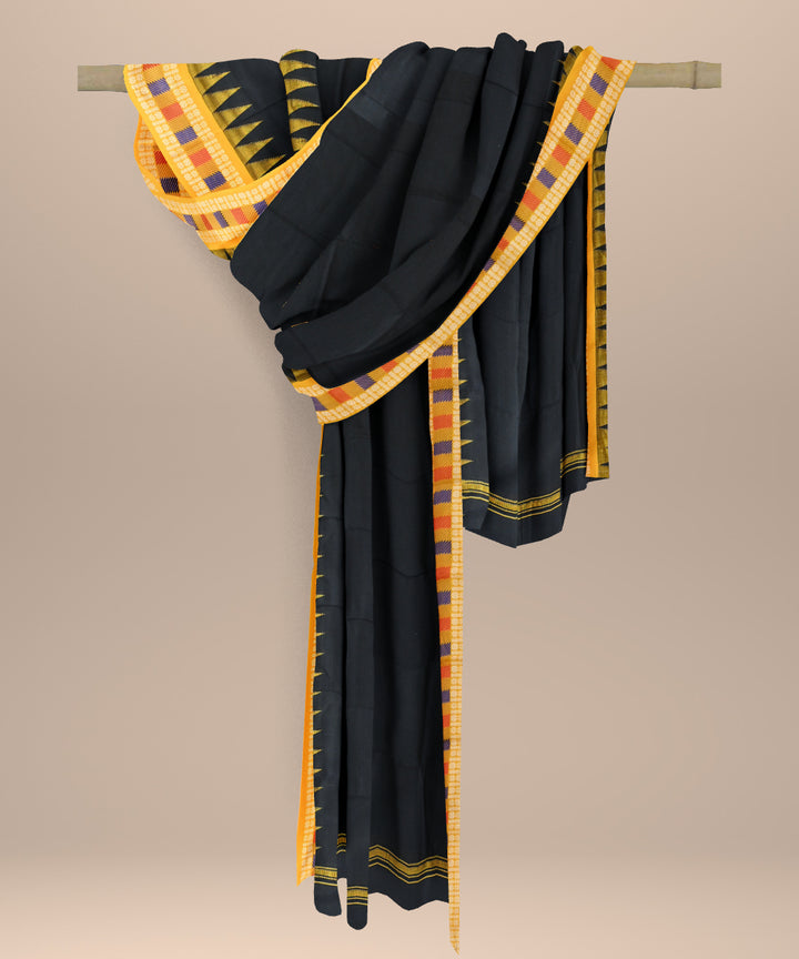 Black orange cotton handloom nuapatna dupatta