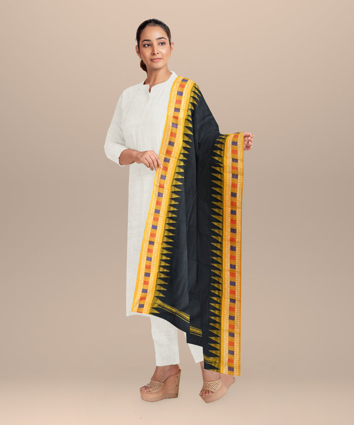 Black orange cotton handloom nuapatna dupatta