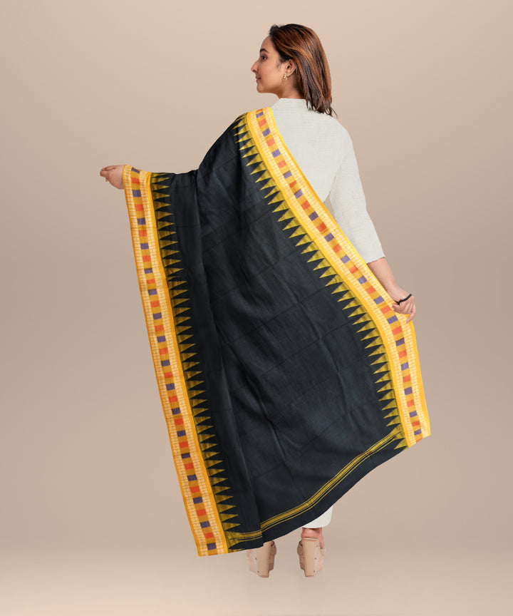 Black orange cotton handloom nuapatna dupatta