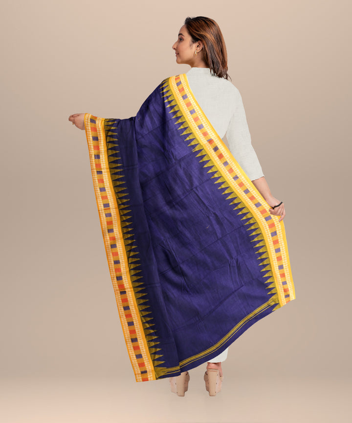 Sky blue orange cotton handloom nuapatna dupatta