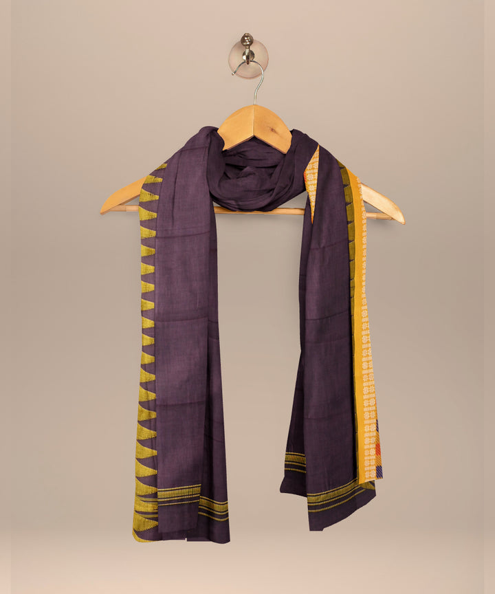 Purple orange cotton handloom nuapatna dupatta