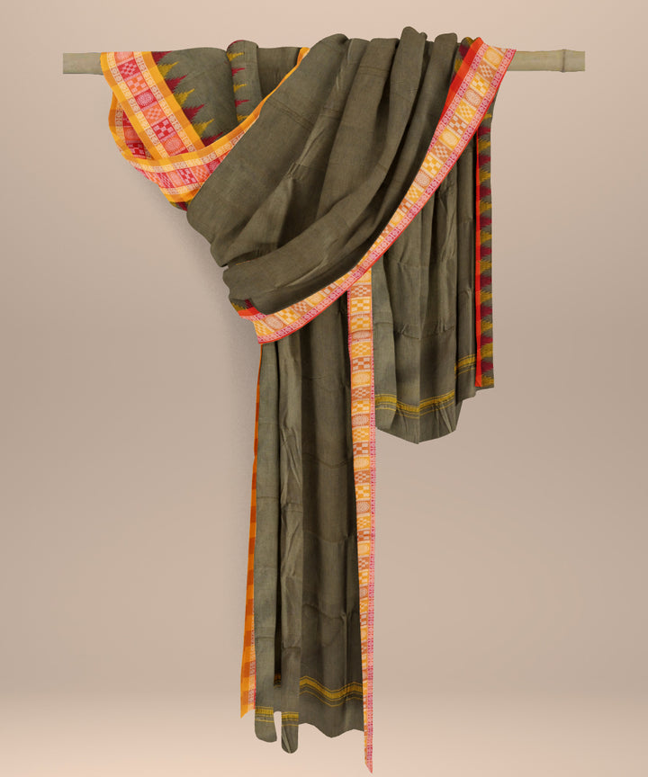 Brown orange cotton handloom nuapatna dupatta