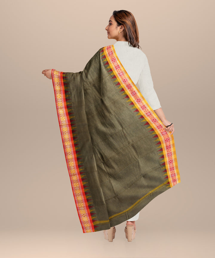 Brown orange cotton handloom nuapatna dupatta