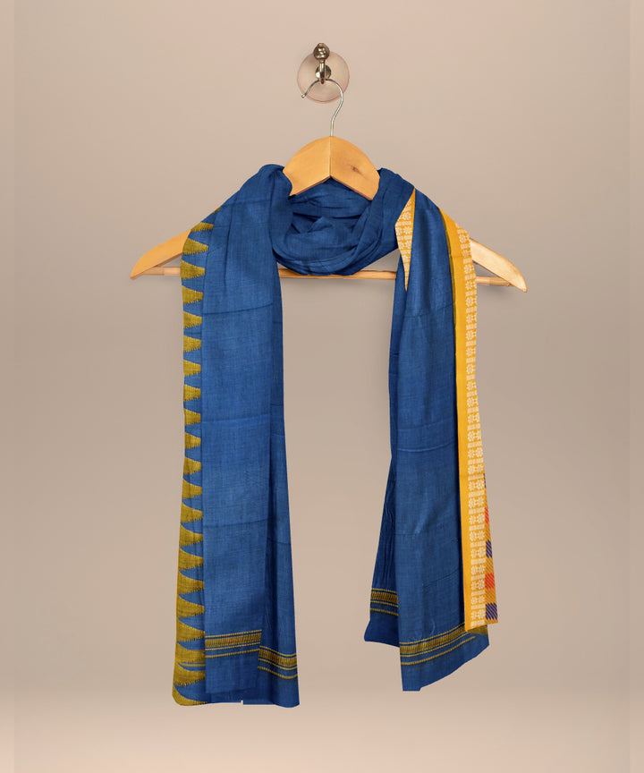 Navy blue orange cotton handloom nuapatna dupatta
