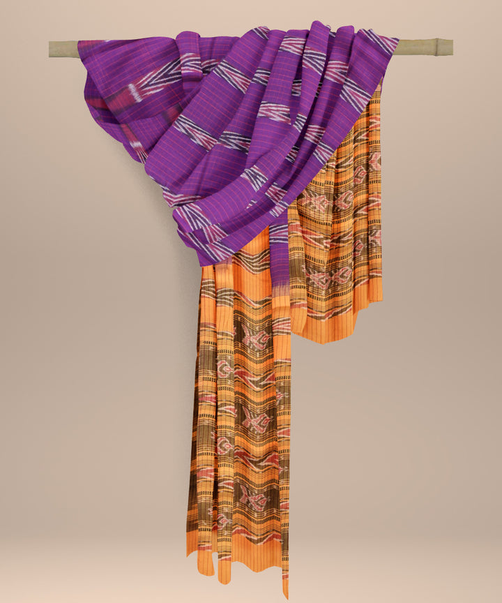 Purple yellow cotton handloom sambalpuri stole