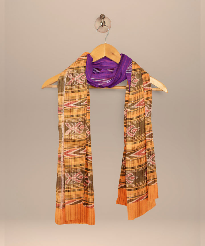 Purple yellow cotton handloom sambalpuri stole