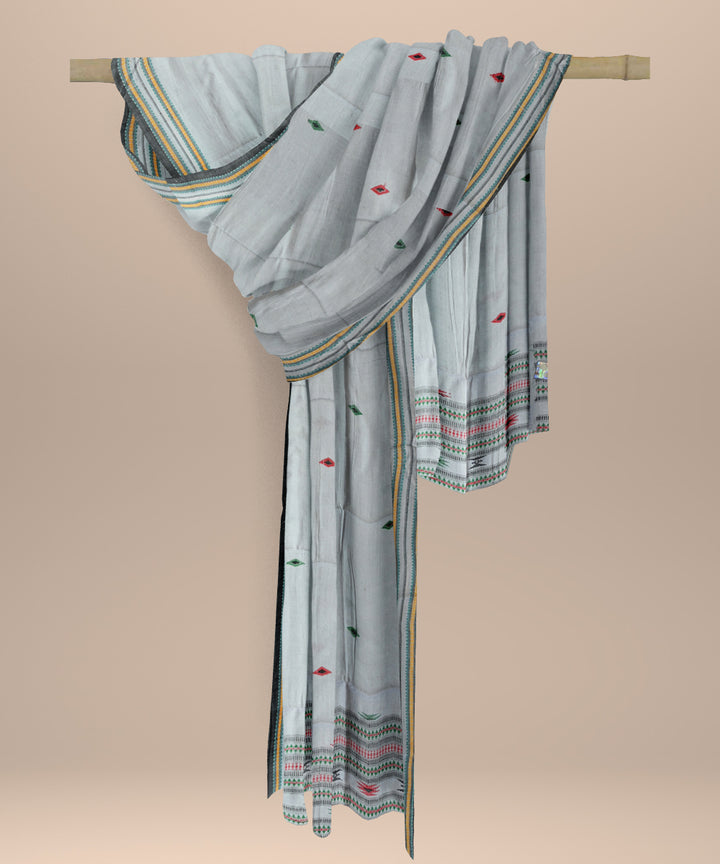 Grey multi colour cotton handloom sonepur dupatta