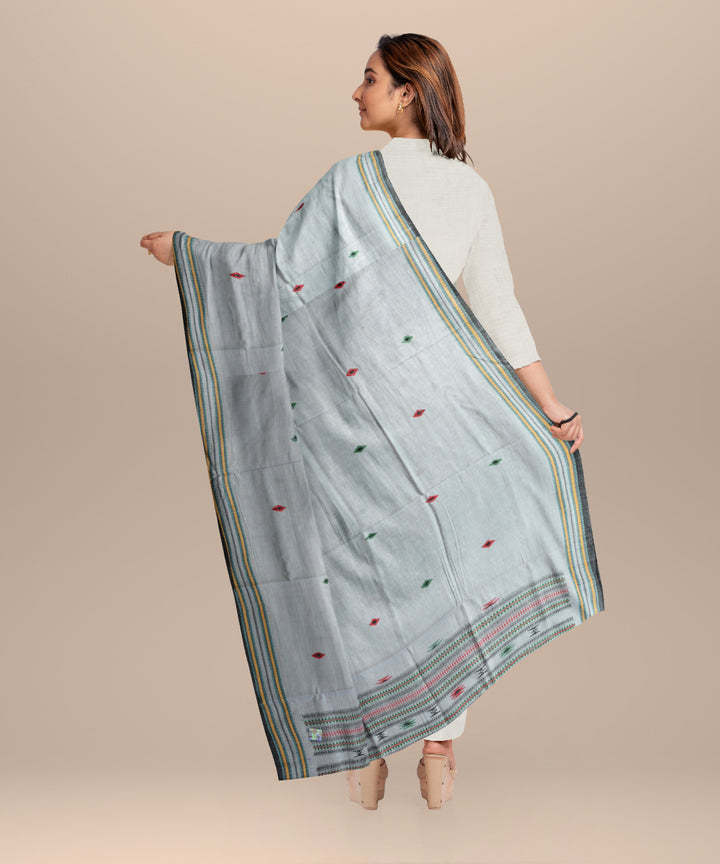 Grey multi colour cotton handloom sonepur dupatta