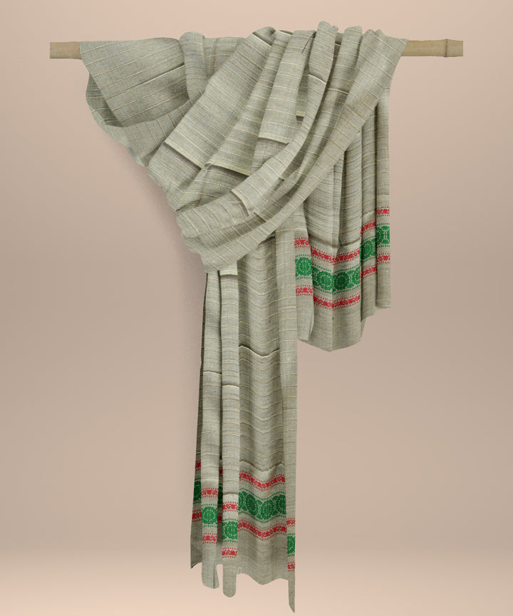 Grey dark blue tussar silk handloom sambalpuri shawl