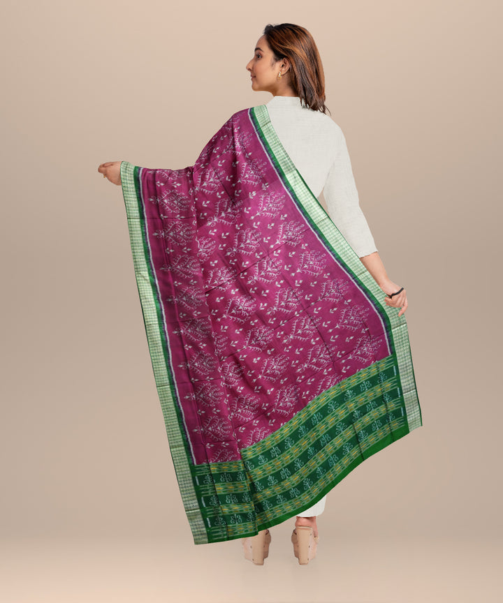 Purple dark green silk handloom sambalpuri dupatta