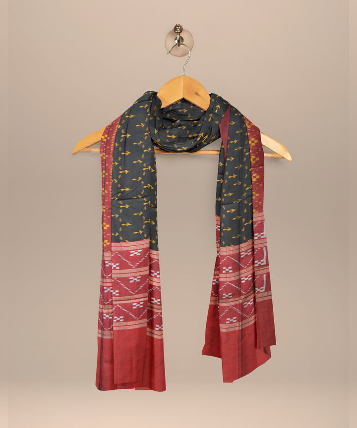 Black maroon silk handloom sambalpuri dupatta