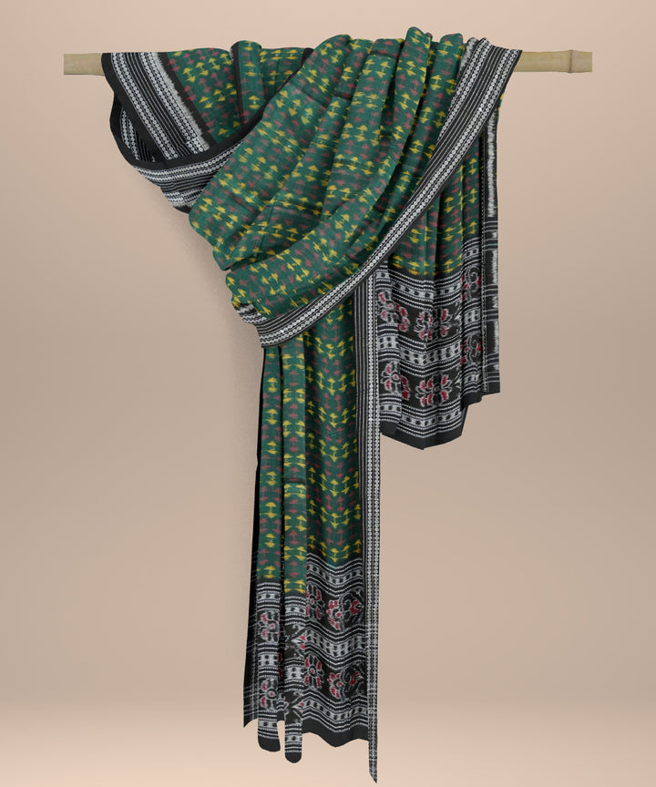 Dark green black cotton handloom sambalpuri dupatta