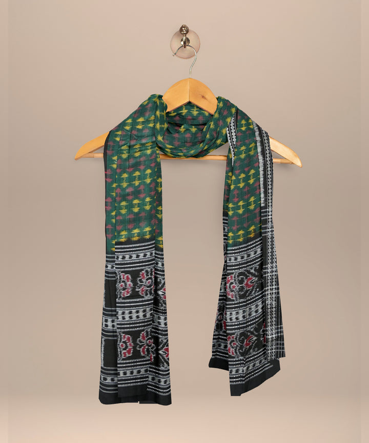 Dark green black cotton handloom sambalpuri dupatta