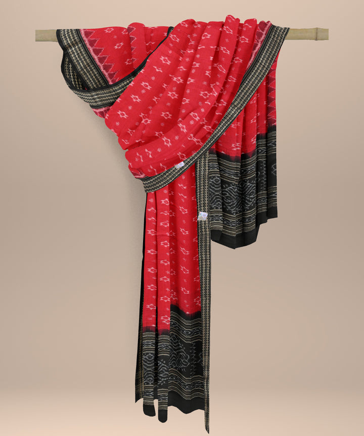 Red black cotton handloom sambalpuri dupatta