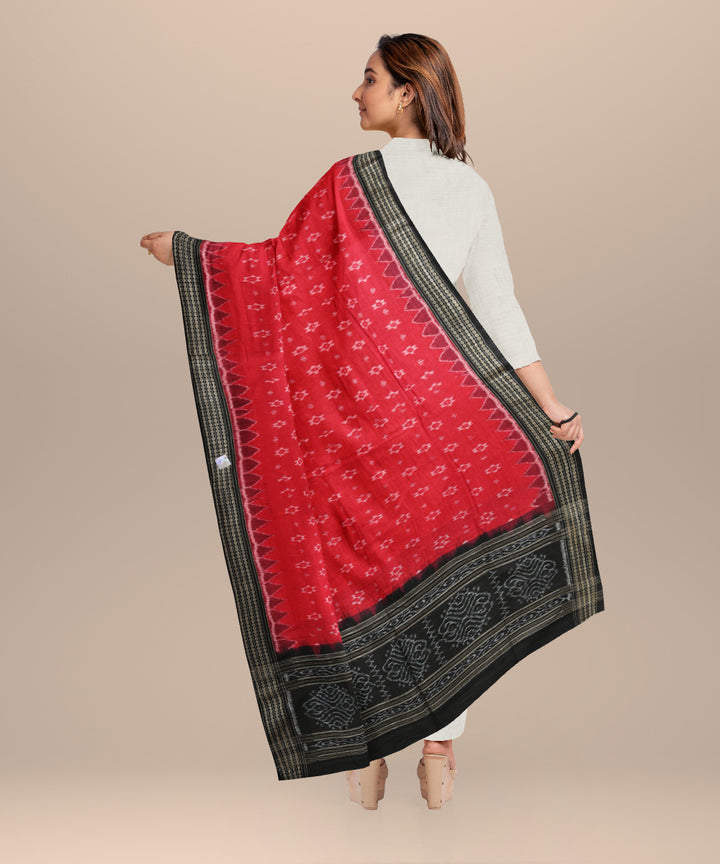 Red black cotton handloom sambalpuri dupatta