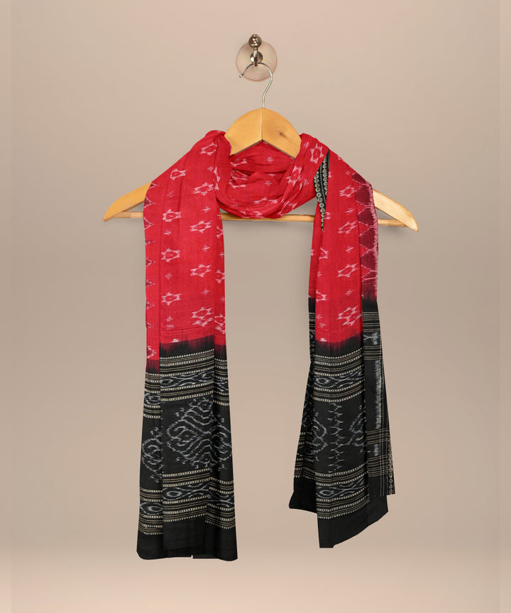 Red black cotton handloom sambalpuri dupatta