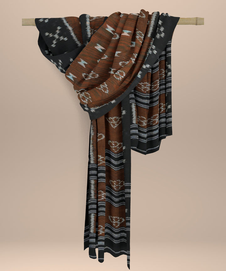 Brown black cotton handloom sambalpuri stole