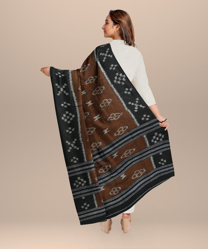 Brown black cotton handloom sambalpuri stole