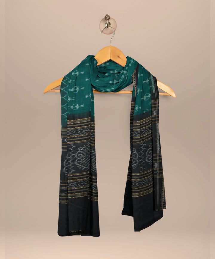 Dark green black cotton handloom sambalpuri dupatta