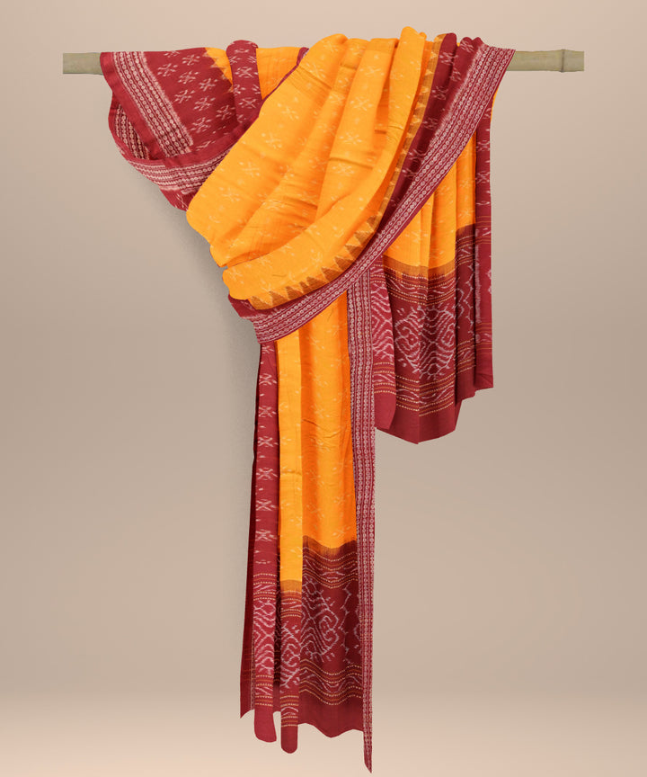 Orange maroon cotton handloom sambalpuri dupatta