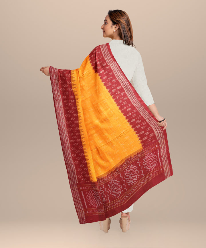 Orange maroon cotton handloom sambalpuri dupatta