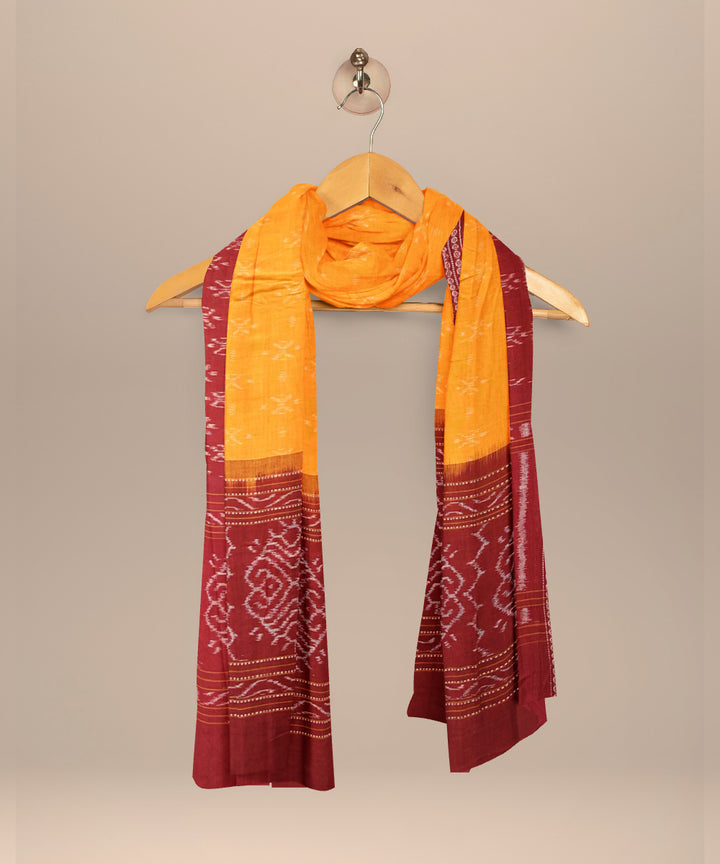 Orange maroon cotton handloom sambalpuri dupatta