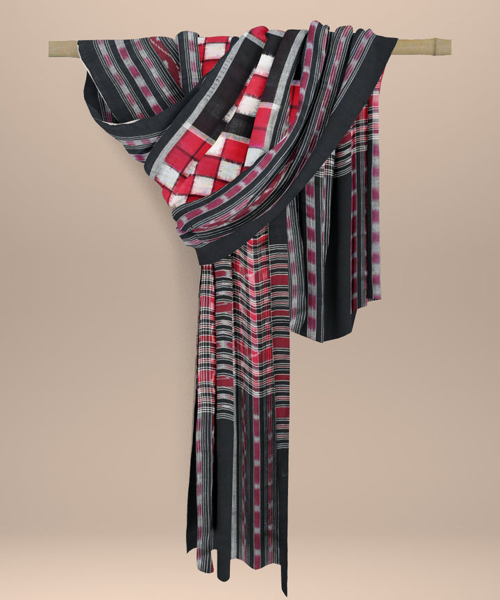 Maroon black cotton handloom sambalpuri stole