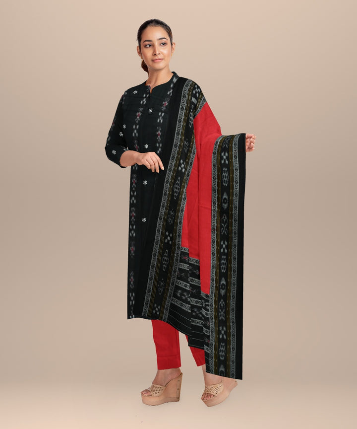 Black dark red handloom nuapatna cotton dress material