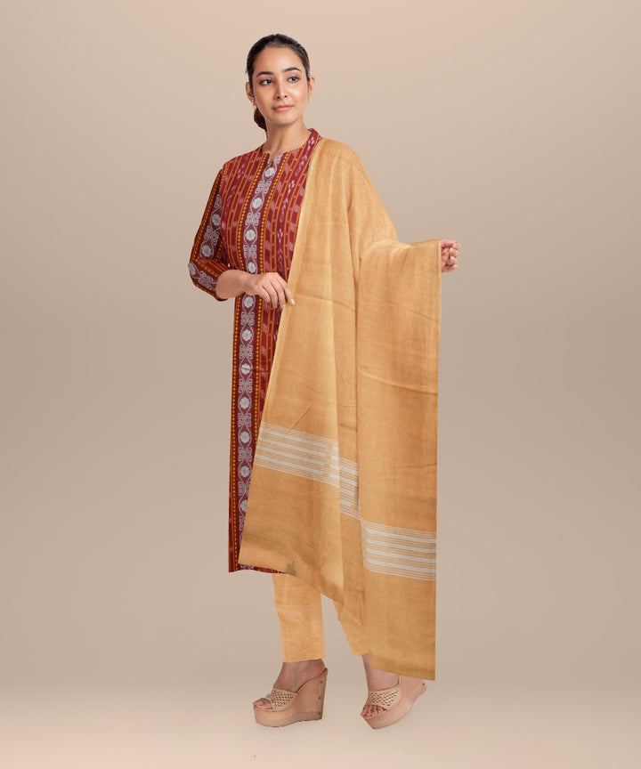Maroon burly wood handloom cotton nuapatna dress material