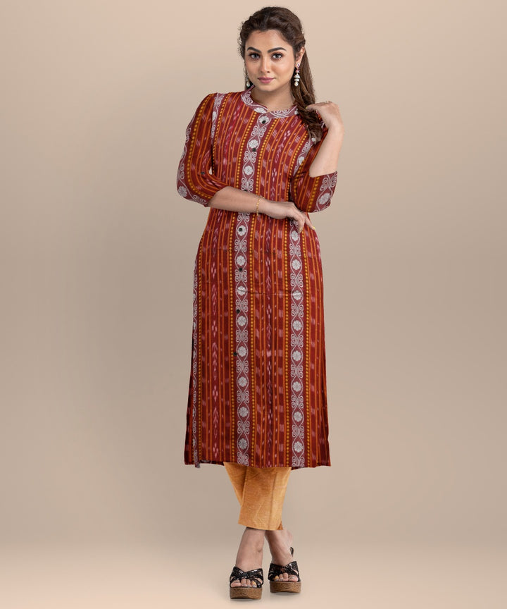 Maroon burly wood handloom cotton nuapatna dress material