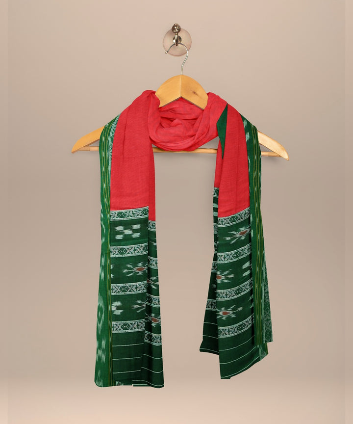 Dark green dark red handloom cotton nuapatna dress material