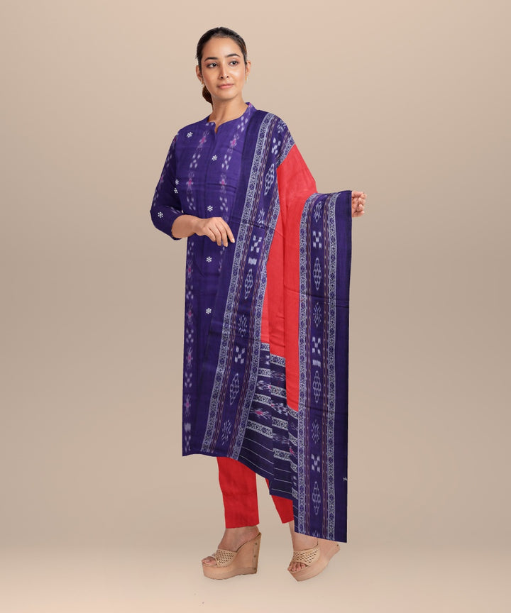 Purple dark red handloom cotton nuapatna dress material