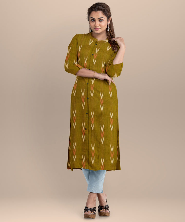 Brown white handloom cotton nuapatna dress material