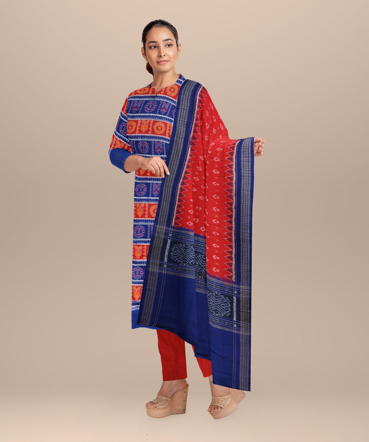 Multicolor orange handloom cotton sambalpuri dress material