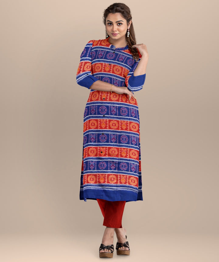 Multicolor orange handloom cotton sambalpuri dress material