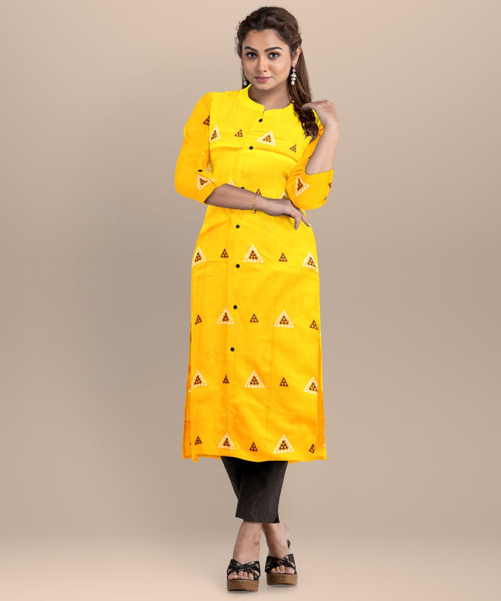Yellow black handloom cotton nuapatna dress material