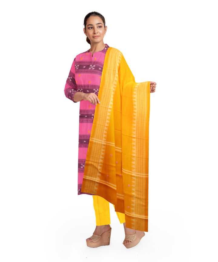 Red black handloom cotton sambalpuri dress material