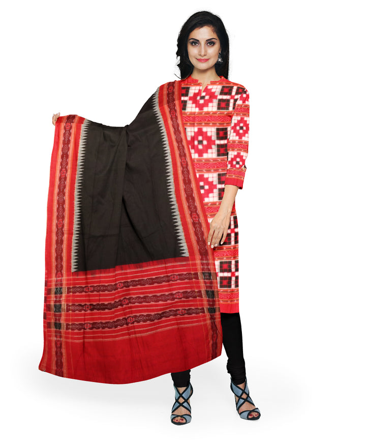 Red black handloom cotton sambalpuri dress material
