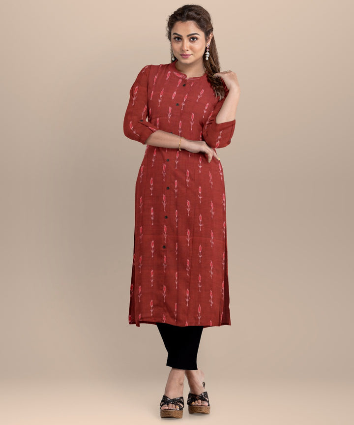 Maroon burnt sienna handloom cotton nuapatna dress material