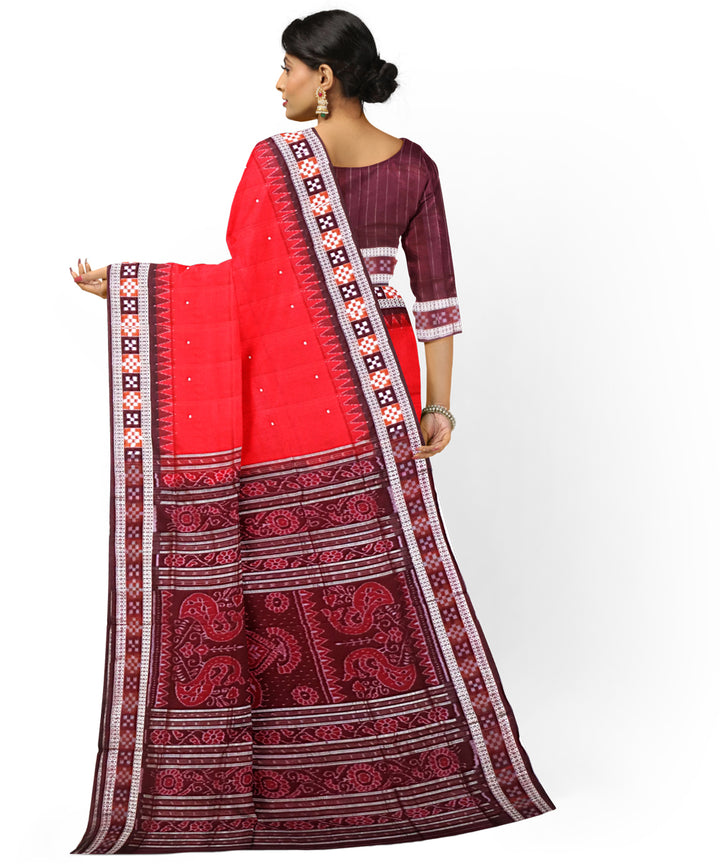Red Pasapalli border Silk Handwoven Sambalpuri Saree
