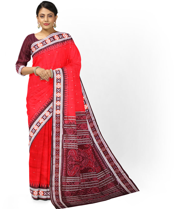 Red Pasapalli border Silk Handwoven Sambalpuri Saree