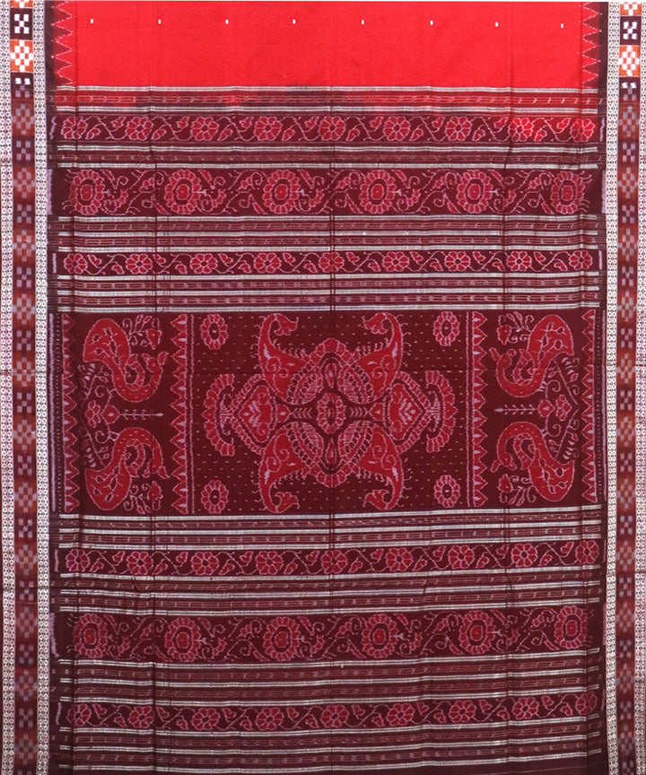Red Pasapalli border Silk Handwoven Sambalpuri Saree