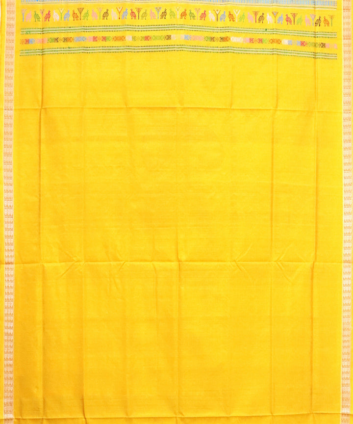 Carnelian yellow Silk Handwoven Bomkai Saree