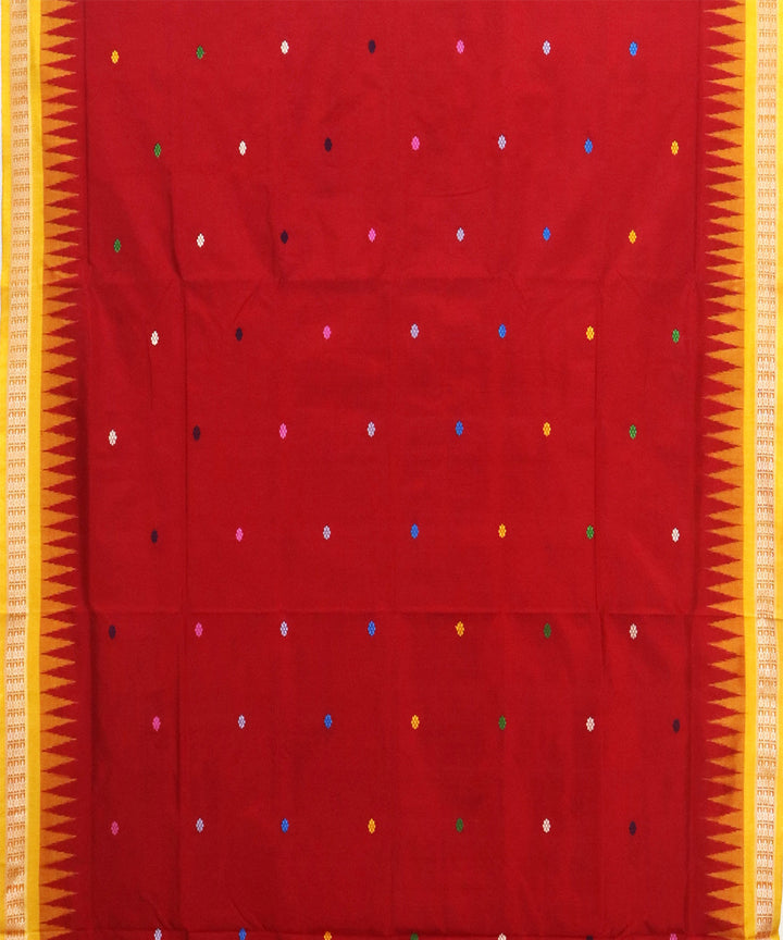 Carnelian yellow Silk Handwoven Bomkai Saree